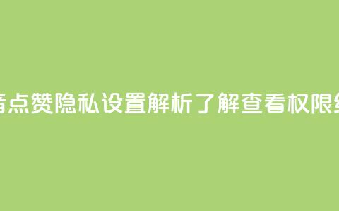 抖音点赞隐私设置解析，了解查看权限细节 第1张