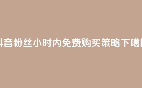 抖音粉丝24小时内免费购买策略 第1张