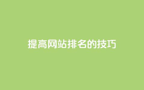 提高网站排名的技巧 第1张