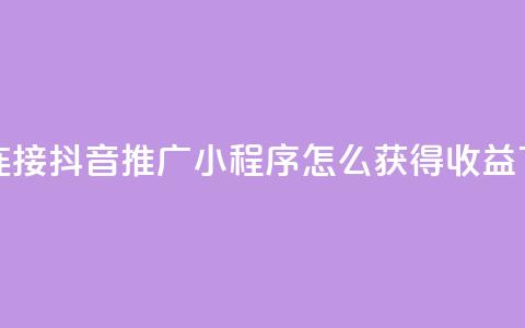 卡盟连接 - 抖音推广小程序怎么获得收益 第1张