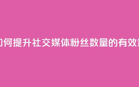 粉丝太少怎么办 - 如何提升社交媒体粉丝数量的有效策略与技巧！ 第1张