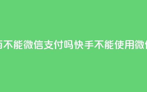 快手买东西不能微信支付吗(快手不能使用微信支付购物) 第1张