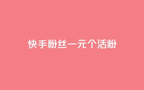 快手粉丝一元1000个活粉 - 获取1000个快手活粉只需1元！ 第1张