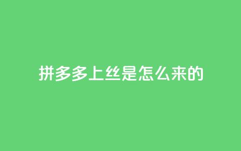 拼多多上丝是怎么来的 - 抖音怎么放外网链接 第1张