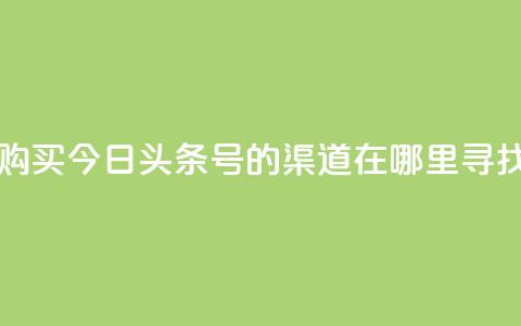 购买今日头条号的渠道在哪里寻找 第1张