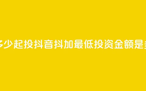 抖音抖加多少起投 - 抖音抖加最低投资金额是多少~ 第1张