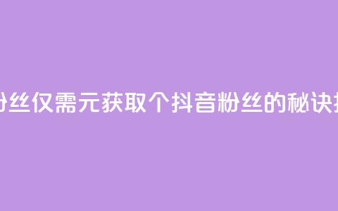 1元500个抖音粉丝 - 仅需1元获取500个抖音粉丝的秘诀揭秘。 第1张