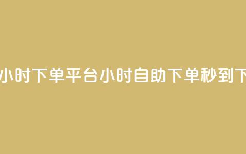 dy自助24小时下单平台 - 24小时自助下单秒到 第1张