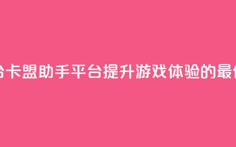 卡盟辅助平台 - 卡盟助手平台：提升游戏体验的最佳选择~ 第1张