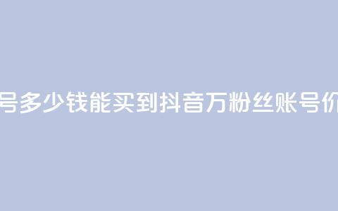 抖音100万账号多少钱能买到(抖音100万粉丝账号价格大揭秘) 第1张