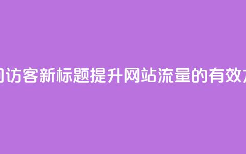 空间访客(新标题：提升网站流量的有效方法) 第1张