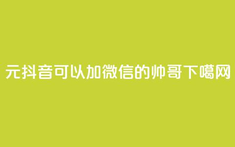 1元100抖音 - 可以加微信的帅哥 第1张