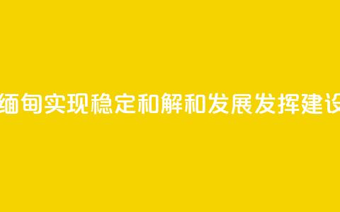 王毅：为缅甸实现稳定、和解和发展发挥建设性作用 第1张