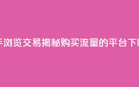 快手浏览交易：揭秘购买流量的平台 第1张