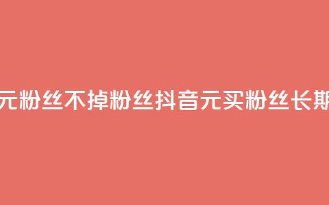 抖音1元3000粉丝不掉粉丝(抖音1元买3000粉丝长期稳定) 第1张