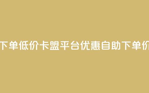 卡盟平台自助下单低价 - 卡盟平台优惠自助下单，价格实惠! 第1张