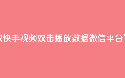 获取快手视频双击播放数据微信平台订单 第1张