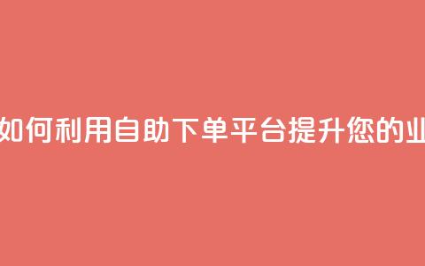 自助下单平台 - 如何利用自助下单平台提升您的业务效率~ 第1张