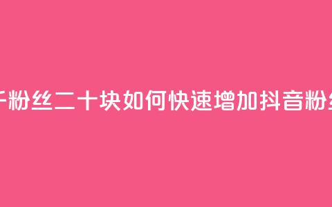 抖音一千粉丝二十块 - 如何快速增加抖音粉丝？! 第1张