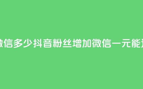 抖音一元涨粉1000微信多少(抖音粉丝增加1000，微信一元能达到多少) 第1张