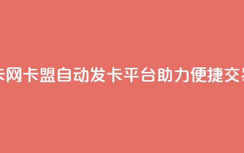 卡盟自动发卡网 - 卡盟自动发卡平台助力便捷交易体验~ 第1张