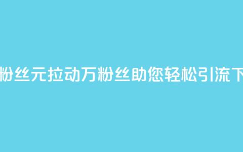 1元3万粉丝(1元拉动3万粉丝，助您轻松引流) 第1张