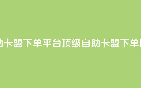 自助卡盟下单平台：顶级自助卡盟下单服务 第1张