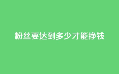 粉丝要达到多少才能挣钱 - 如何增加粉丝数才能实现盈利？! 第1张