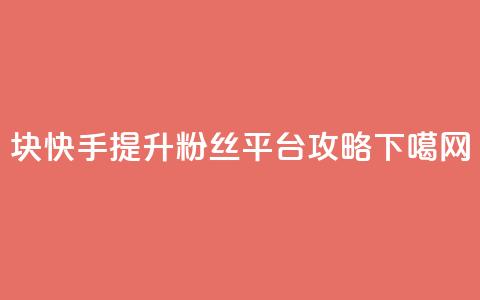 1块快手提升10000粉丝平台攻略 第1张