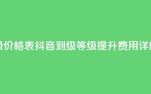 抖音1到60级价格表 - 抖音1到60级等级提升费用详解! 第1张