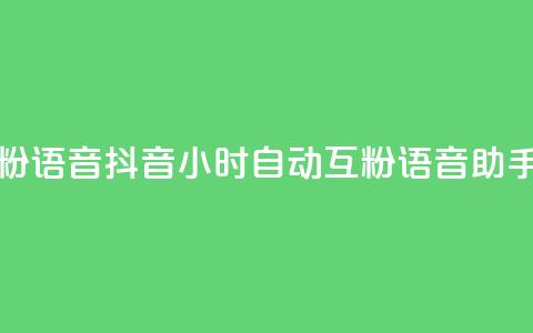 抖音24小时挂机互粉语音 - 抖音24小时自动互粉语音助手使用指南~ 第1张