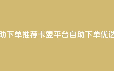 卡盟平台自助下单推荐 - 卡盟平台自助下单优选推荐。 第1张