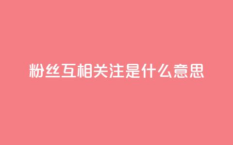 粉丝互相关注是什么意思,快手粉丝和关注的区别在哪里 - QQ点赞自助服务平台 qq资料免费十万赞 第1张