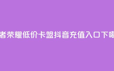 王者荣耀低价卡盟 - 抖音ios充值入口 第1张