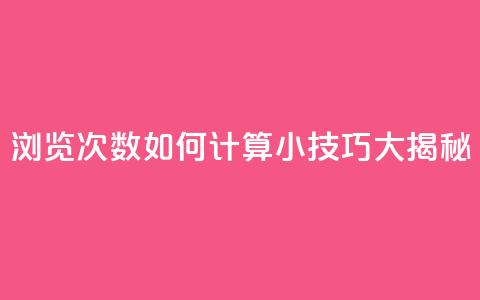 浏览次数如何计算？SEO小技巧大揭秘 第1张