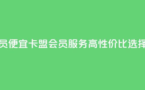 卡盟低价会员 - 便宜卡盟会员服务：高性价比选择解析~ 第1张