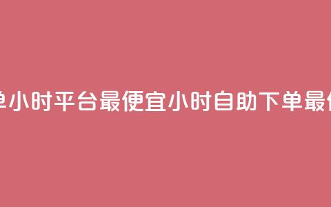 自助下单24小时平台最便宜(24小时自助下单最低价平台) 第1张