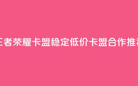 王者荣耀卡盟 稳定低价卡盟合作推荐 第1张