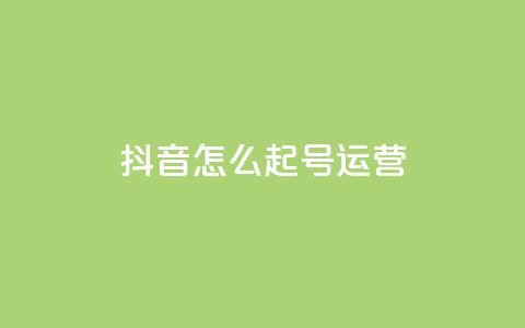 抖音怎么起号运营 - 抖音起号运营指南! 第1张