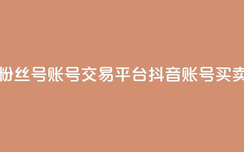 抖音粉丝号账号交易平台(抖音账号买卖平台) 第1张