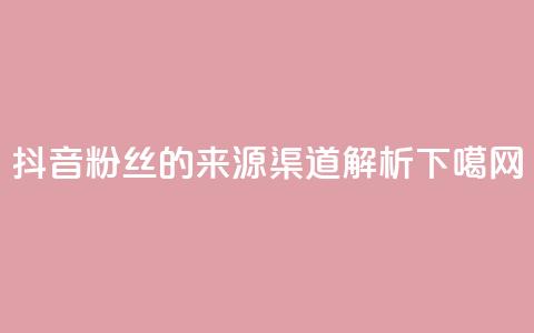 抖音粉丝的来源渠道解析 第1张