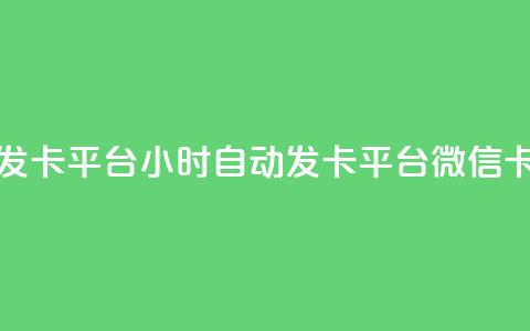 微信卡盟24小时自动发卡平台 - 24小时自动发卡平台微信卡盟优质服务! 第1张