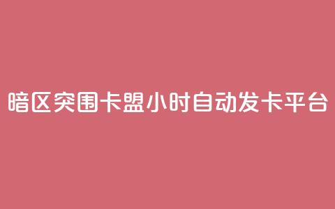 暗区突围卡盟24小时自动发卡平台 - 暗区突围24小时自动发卡服务平台解析！ 第1张