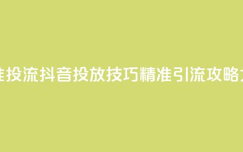 抖音如何精准投流 - 抖音投放技巧，精准引流攻略大揭秘~ 第1张