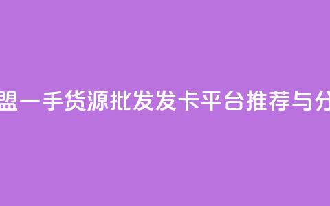 卡盟一手货源批发发卡平台推荐与分析 第1张