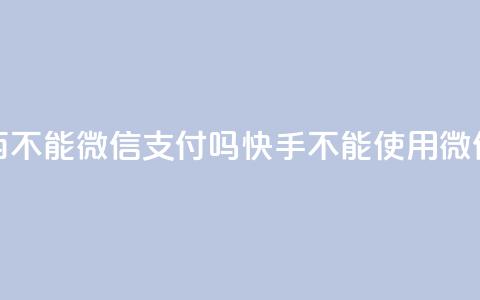 快手买东西不能微信支付吗(快手不能使用微信支付购物) 第1张