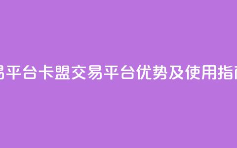 卡盟交易平台 - 卡盟交易平台优势及使用指南! 第1张