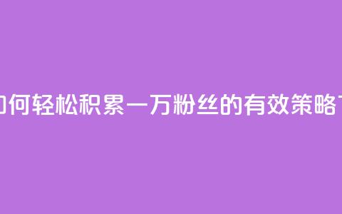 快手如何轻松积累一万粉丝的有效策略 第1张