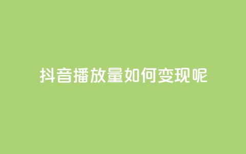 抖音播放量如何变现呢 - 如何利用抖音播放量实现盈利？~ 第1张