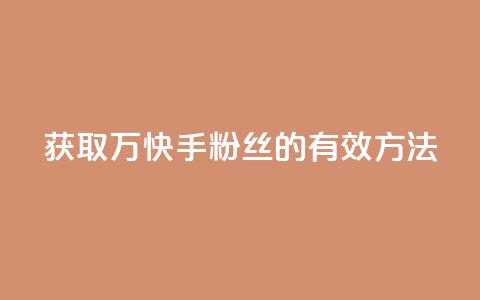 获取1万快手粉丝的有效方法 第1张